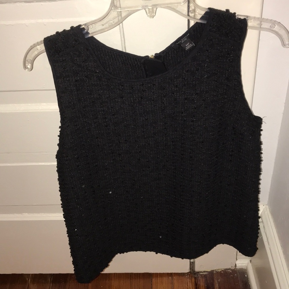 M Ann Taylor sequined black sleeveless top